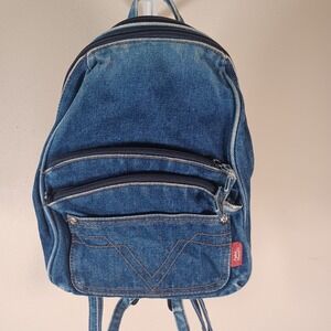 Faded Glory Vintage 90s Nostalgic Denim Jean Mini Backpack Convertible Bag